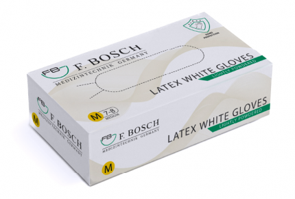 ΓΑΝΤΙΑ BOSCH ΛΕΥΚΑ ΛΑΤΕΞ ΜΕ ΠΟΥΔΡΑ SMALL/LARGE 100TMX